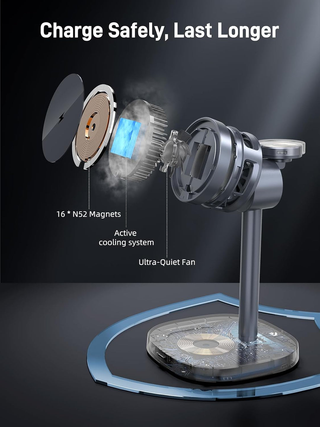 Qi2 Mag Safe Ladestation für Samsung Galaxy S26 Ultra/S25/Z Fold 7, Qi2 Zertifizierte Telefon-Kühlun