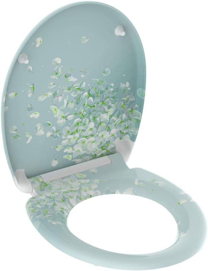 Schütte WC-Sitz WIND FLOWER mit Absenkautomatik, Toilettendeckel mit Motiv und Schnellverschluss für