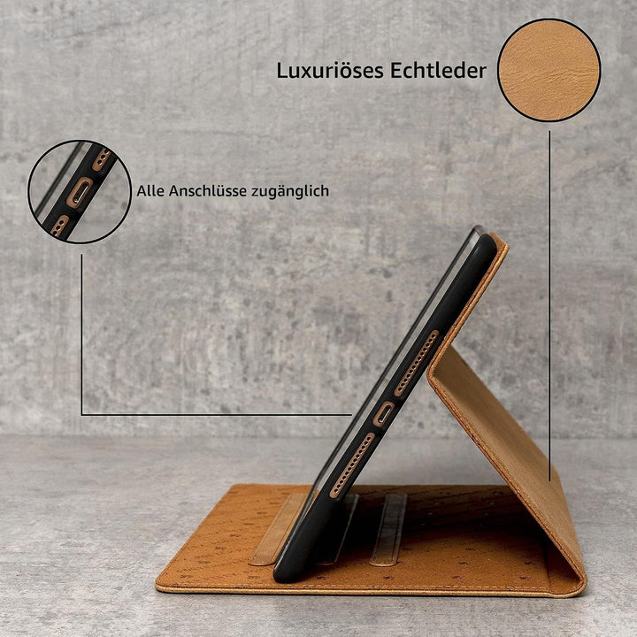 Porter Riley - Lederhülle für iPad Mini 6 (2021) 8,3 Zoll. Premium Echtleder Standhülle/Cover/Flip (
