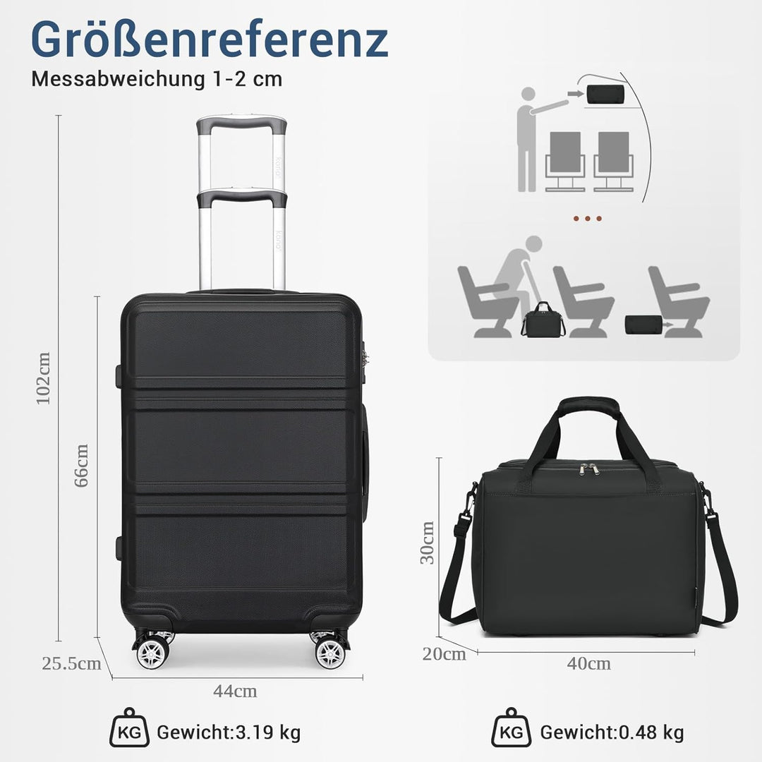KONO Mittelgross Reisekoffer Rollkoffer Set Gepäcksets 2 Teilig, 65cm Mittelgross Trolley Koffer mit