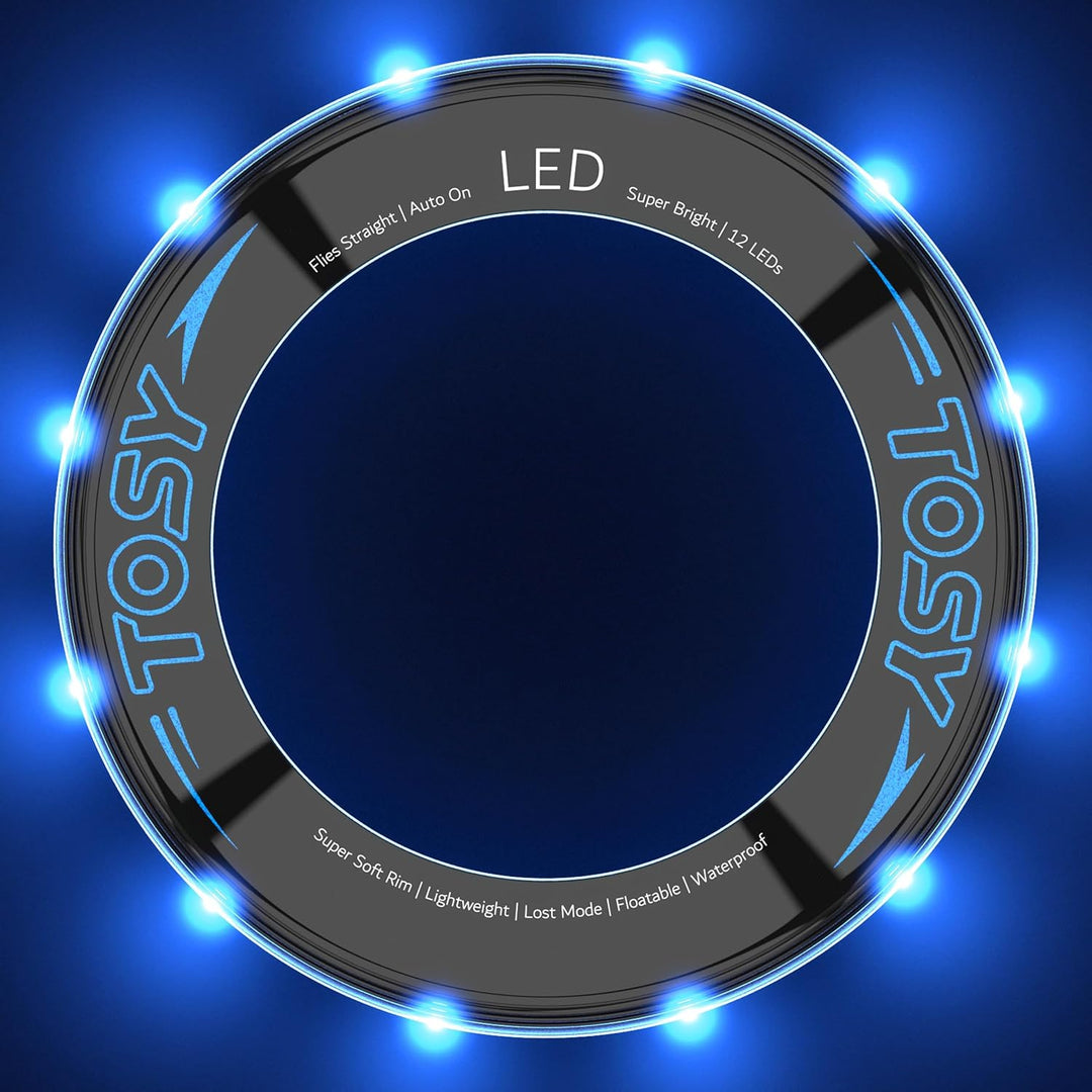 TOSY Fliegender Ring – 12 LEDs, hell, automatisches Aufleuchten, sicher, wasserdicht, leichtes Frisb