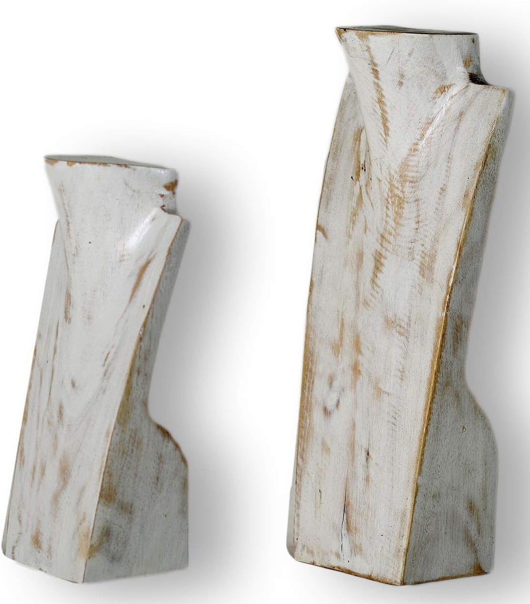 ART-CRAFT Halskettenständer Schmuckständer Halskettendisplay Schmuckbüste aus Holz White-wash 2er Se