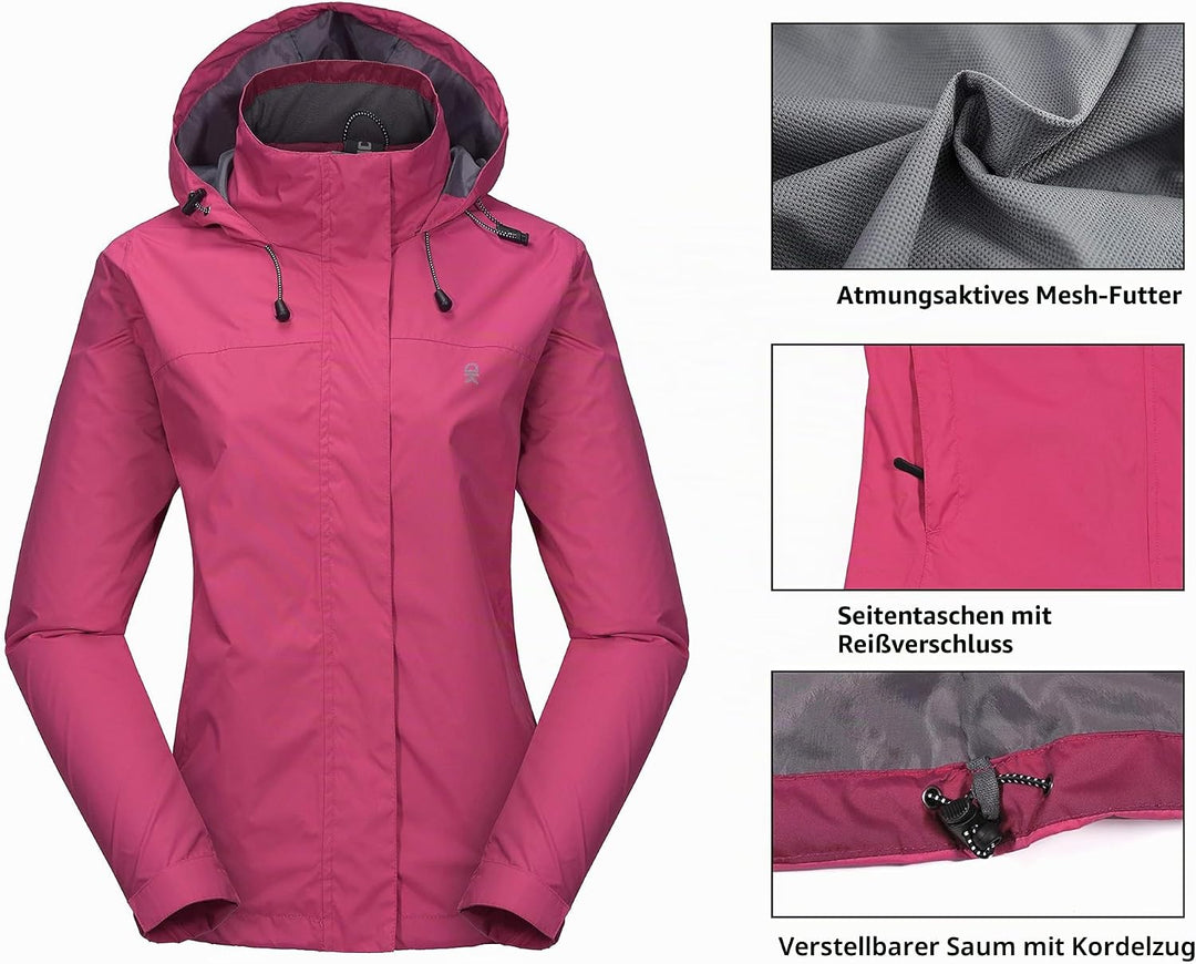 Little Donkey Andy Damen wasserdichte Regenjacke Leichte atmungsaktivem Regenjacke für Outdoor-Windb