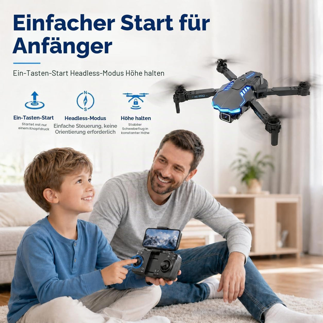 Drohne mit Kamera 1080P für Kinder Anfänger, Bürstenlosem Motor RC Quadcopter, Start mit einem Knopf