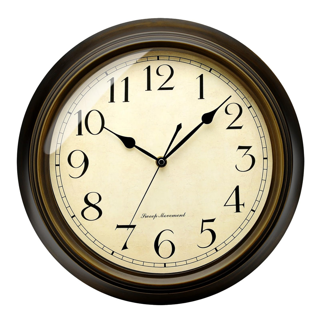 Plumeet Wanduhr Gross Klassisch 33cm Ruhige Retro Wanduhr ohne Tickgeräusche für Wohnzimmer - Schlaf