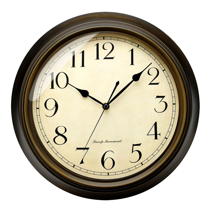 Plumeet Wanduhr Gross Klassisch 33cm Ruhige Retro Wanduhr ohne Tickgeräusche für Wohnzimmer - Schlaf