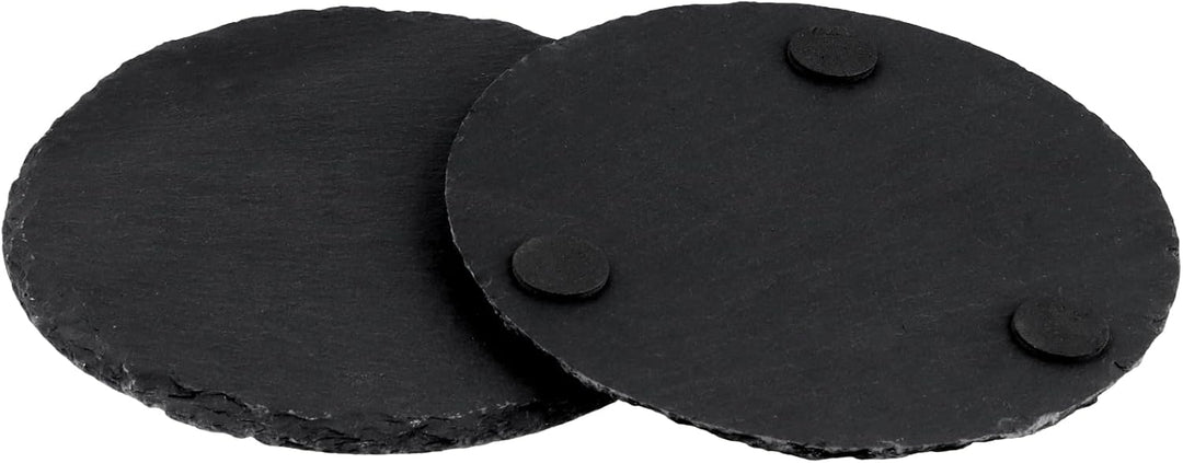 12 Stück 12cm Schwarz Schiefer Untersetzer Rund, Runde Schiefer Getränkeuntersetzer, Schieferplatte