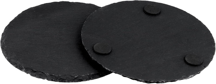 12 Stück 12cm Schwarz Schiefer Untersetzer Rund, Runde Schiefer Getränkeuntersetzer, Schieferplatte