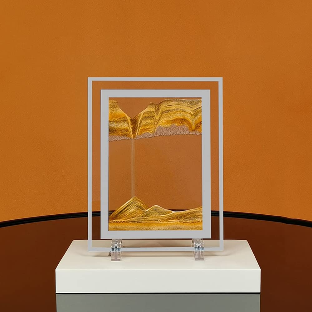 Bewegliches Sandkunstbild, dynamisches Sandbild, goldene Desktop-Sandkunst für Heimdekoration und Bü