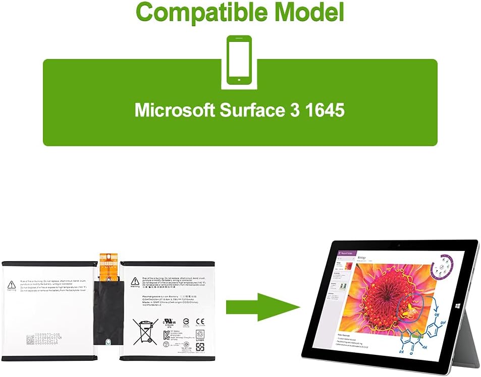 SwarKing Ersatz Akku Kompatibel mit Microsoft Surface 3 1645 G3HTA004H G3HTA007H G3HTA003H