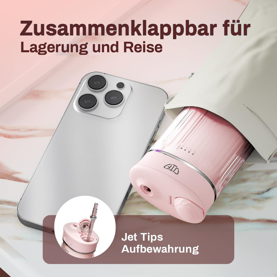 JTF Munddusche Mini, Tragbar Elektrische Zahnreinigung Kabellos, Reise Zahnzwischenraumreiniger mit