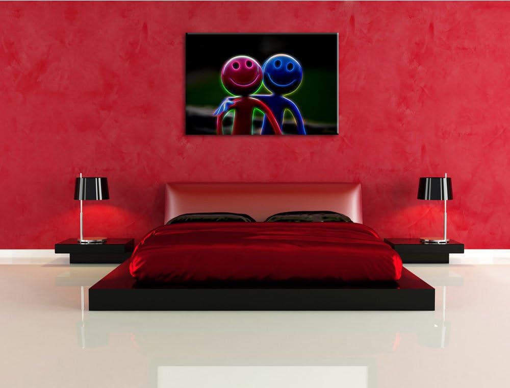 Dark Lustige Männchen Deluxe Format: 100x70 cm auf Leinwand, XXL riesige Bilder fertig gerahmt mit K