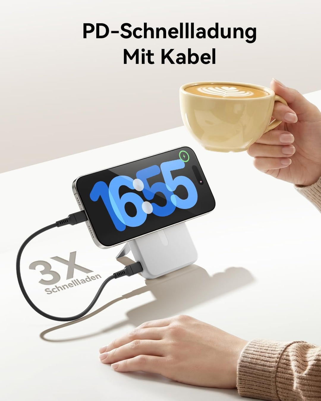 Powerbank für Magsafe, 12000mAh Kabelloses Power Bank mit 22.5W PD USB-A Ausgabe, Magnetische Extern