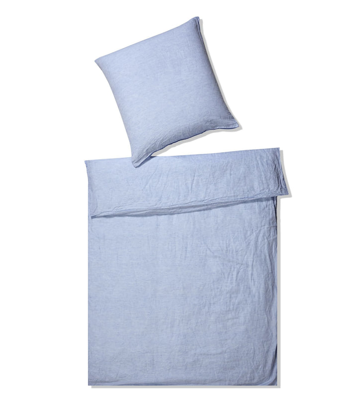 elegante Leinen Bettwäsche Breeze hellblau 1 Bettbezug 155 x 220 cm + 1 Kissenbezug 80 x 80 cm