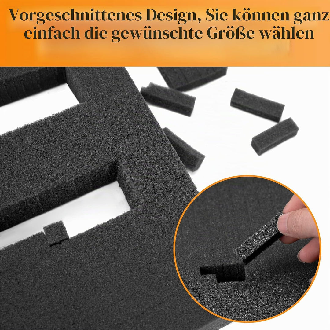 Rasterschaumstoff Würfelschaum -4 Stück 300 x 300 x 2.5 mm/4 Stück 300 x 300 x 10mm- Werkzeugkoffer