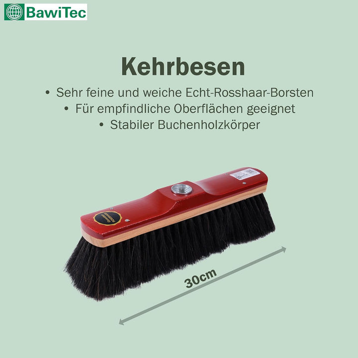 Echt- Rosshaarbesen Zimmerbesen 30cm mit Stiel Teleskopstiel Haushaltsbesen weich Rosshaar-Besen Keh