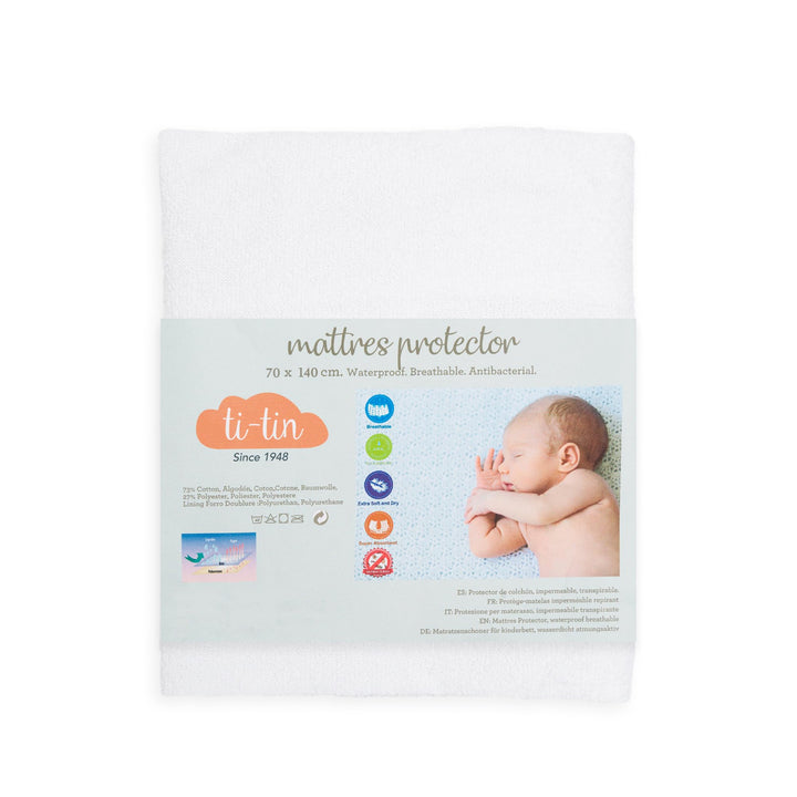 Matratzenschoner aus Baumwolle für Babykrippe | 70 x 140 cm | Wasserdicht | Atmungsaktiv | mit Gummi