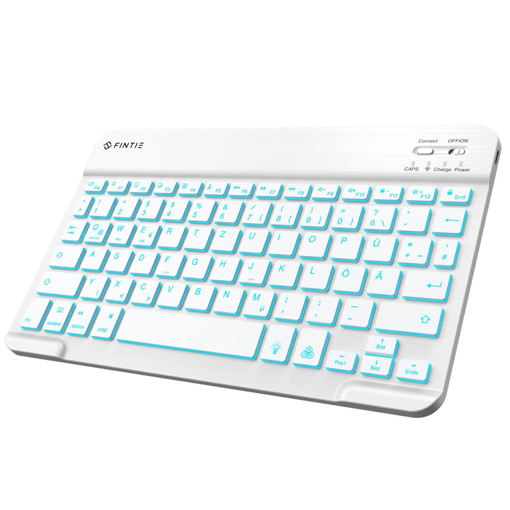 Fintie Bluetooth Tastatur mit Hintergrundbeleuchtung in 7 Farben, iPad Tastatur mit deutschem Layout