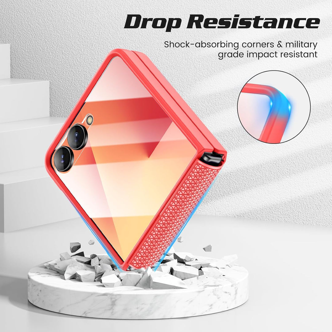 Doeshine für Samsung Galaxy Z Flip 7 Hülle [Not für Flip 7FE] mit Scharnierschutz & Displayschutzfol
