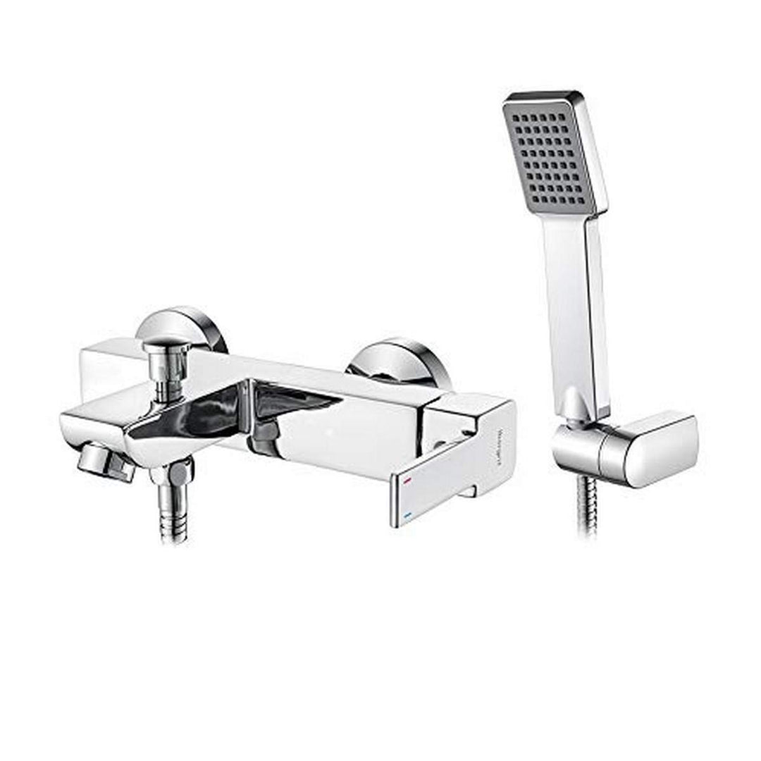 Ibergrif M13001 Gold, Eckig Badewannenarmatur Set, Wannenbatterie mit Duschkopf, Duschkopfhalter, un