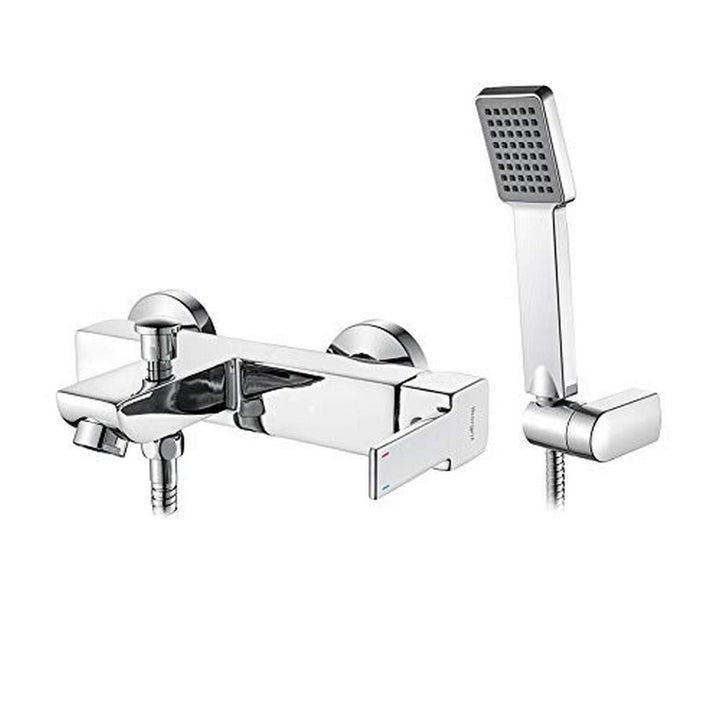 Ibergrif M13001 Gold, Eckig Badewannenarmatur Set, Wannenbatterie mit Duschkopf, Duschkopfhalter, un