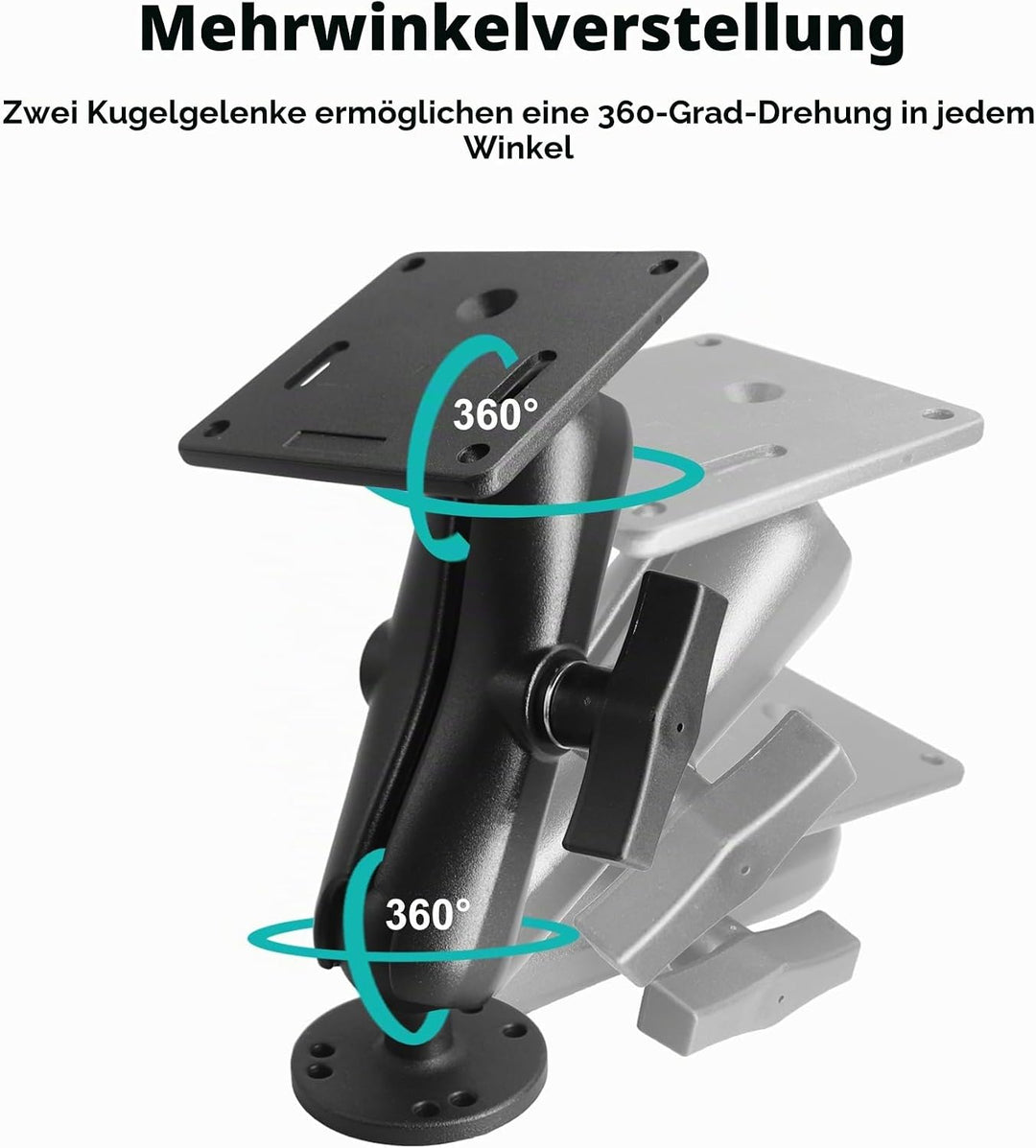 Aluminium 1,5" Verbindungsarm mit VESA-Platte, 75 x 75 mm, Industrielle Monitor Halterung, Doppelsoc