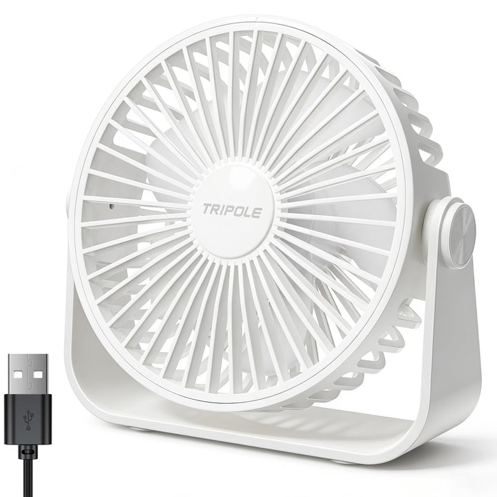 TriPole USB Tischventilator, 3 Geschwindigkeiten Starker Wind, 360° Rotation Persönlicher Ventilator
