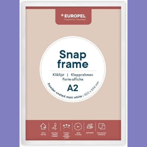 Europel leichte Klapprahmen DIN A2 mattweiss pulverbeschichtet, Easy-Click System, Profil 25x11 mm,