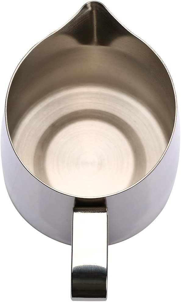 Dianoo Espresso-Milchaufschäumer, Milchkännchen, Edelstahl, für Kaffee-Latte-Kunst, 420 ml silber, S