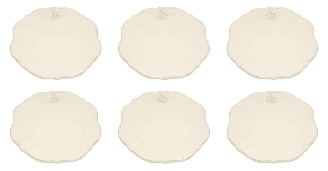 CREAFLOR HOME 6er Set Speiseteller, Essteller Corona D. 26cm Creme weiss Keramik Virginia Casa