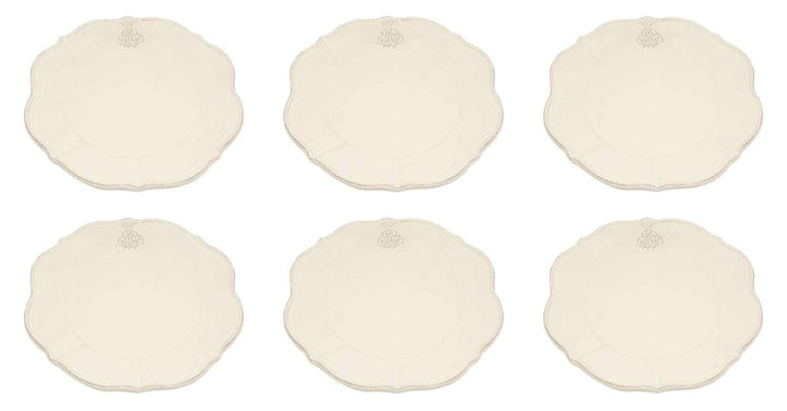 CREAFLOR HOME 6er Set Speiseteller, Essteller Corona D. 26cm Creme weiss Keramik Virginia Casa