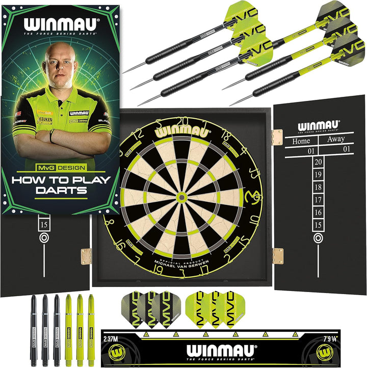 WINMAU Michael Van Gerwen MvG-Sets erhältlich mit Dartboards, Schränken, Umrandungen, Darts und Zube