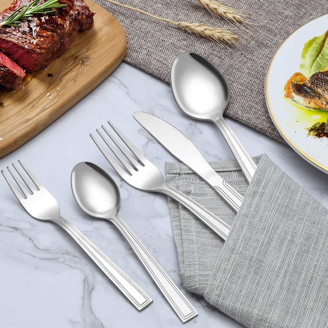 Besteck Set 12 Personen, Hunnycook 72 teilig Essbesteck mit Steakmesser, Besteckset Edelstahl mit Me