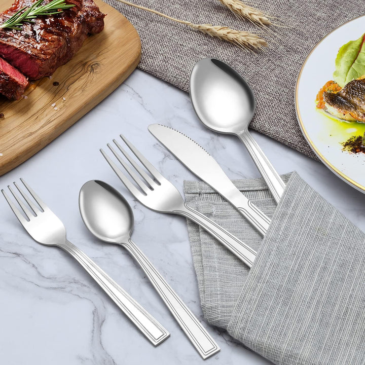 Besteck Set 12 Personen, Hunnycook 72 teilig Essbesteck mit Steakmesser, Besteckset Edelstahl mit Me