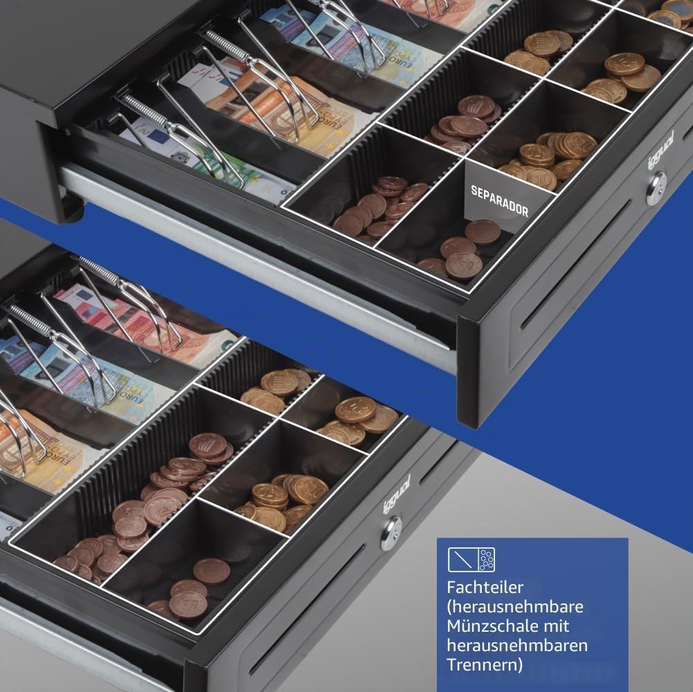 iggual - Geldkassette Abschliessbar IRON - 70 | Kassenschublade mit automatischer oder manueller Öff