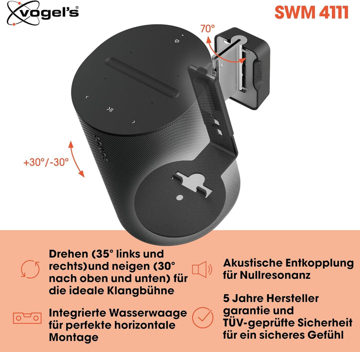 Vogel's SWM 4111 Wandhalterung | Exclusiv für Sonos ERA 100 Lautsprecher | Hochwertig und durchdacht