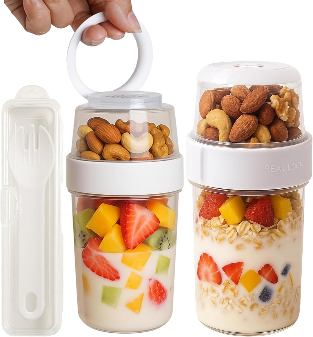 Joghurtbecher to go &amp; Müslibecher to go - Ohne BPA, mit beiliegendem Löffel - Kompatibel mit Mepal,