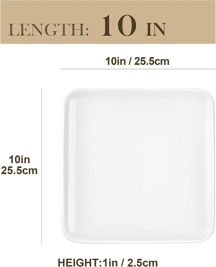 MALACASA, Serie Ivy, 4 teilig Set Porzellan Flachteller Speiseteller Essteller 25,8 X 25,8 X 3 cm fü