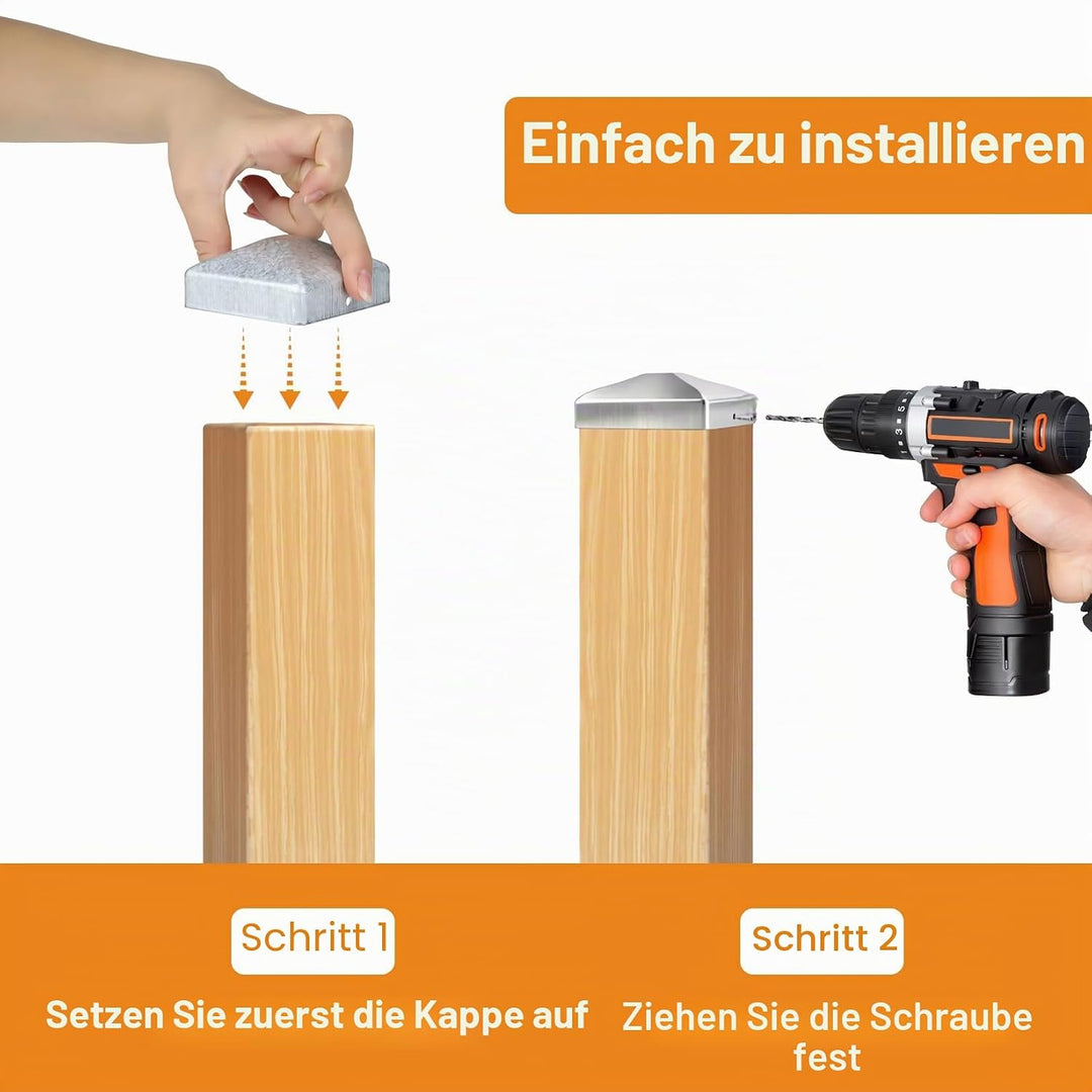 8 Stk Pfostenkappe 7x7cm,Zaunpfosten Kappen,Bodenhülsen für Holzpfosten 7x7cm, Zaun Abdeckkappen,Pfo