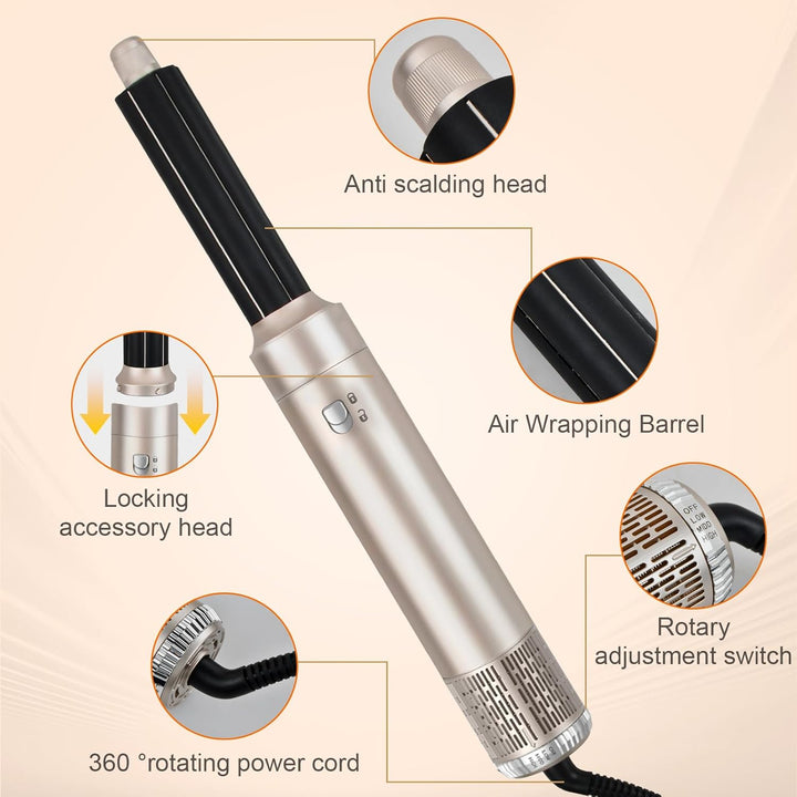 Litinliv 6 In 1 Lockenstab,Hairstyler 6 in 1 Hair Styler set,Lockenstab Warmluft Curler,1000W Haarst