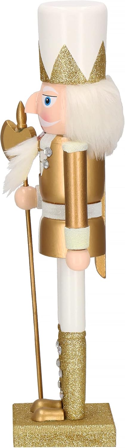 SPRINGOS Nussknacker Figur aus Holz Soldat mit Hellebarde Höhe: 38 cm mit langem Bart und Glitter We