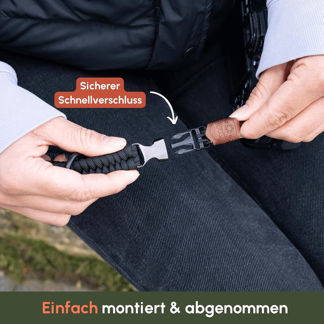 C-Rope Kamera Handschlaufe The Claw aus handgeflochtenem Paracord. Kameragurt mit Schnellverschluss-