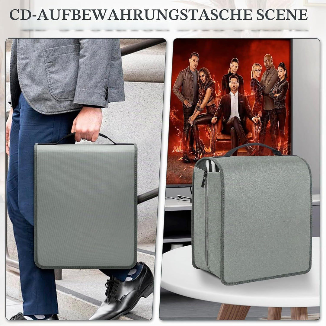 AKOZLIN DVD CD Aufbewahrungsbox mit extra Breiten Titelblättern,tragbarer Binderhalter,Brieftasche,A