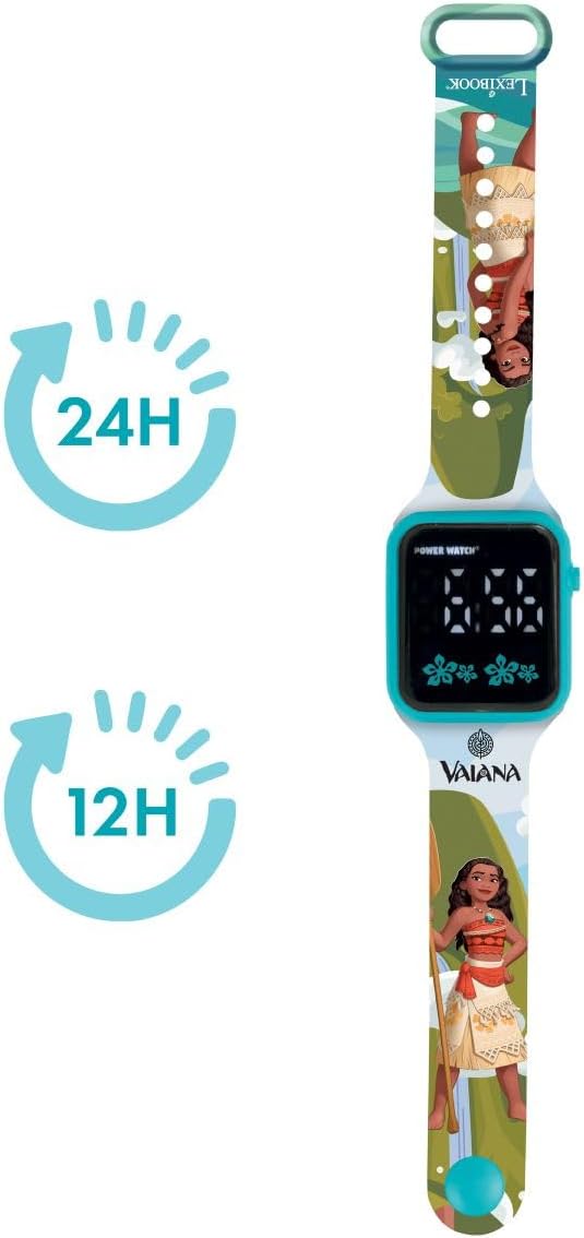 Lexibook, Disney Vaiana, Digitale Armbanduhr, 12‑ oder 24‑Stunden‑Anzeige, Blau/Rot, DMW060VN, Disne