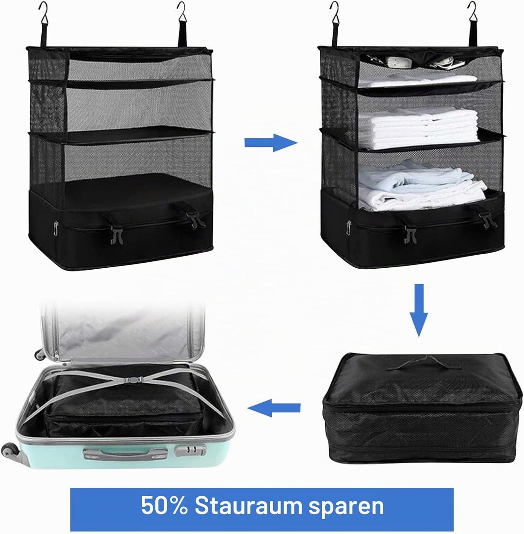 Dokeno Hängend Koffer Organizer Set, Packing Cubes Faltbare mit Kosmetiktasche, Tragbarer Kleidertas