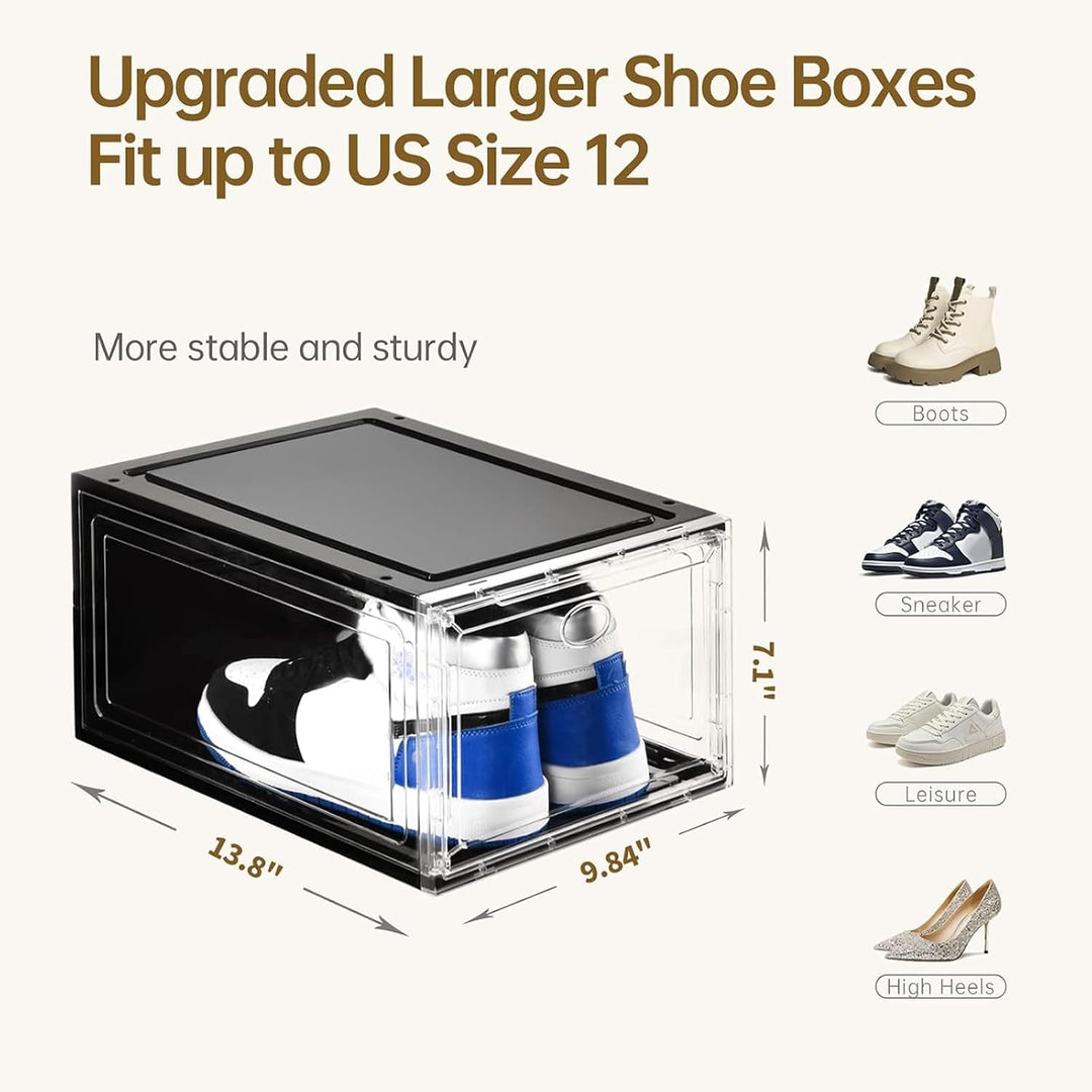 Amllas 10 Stück Schuhboxen, stapelbar, verbesserte stabile Schuh-Aufbewahrungsboxen mit transparente