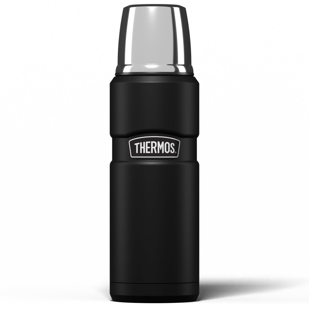 Thermos Edelstahl King Flask, Mattschwarz, 470 ml, Schwarz