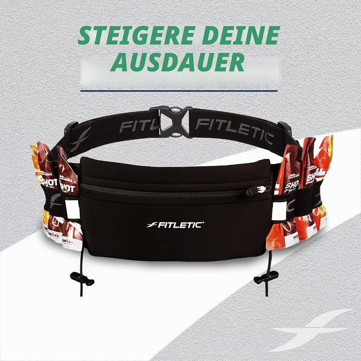 Fitletic Laufgürtel, Neopren, passend für iPhone 5, 4S, 4, 3GS und weitere Smartphones, Schwarz Schw