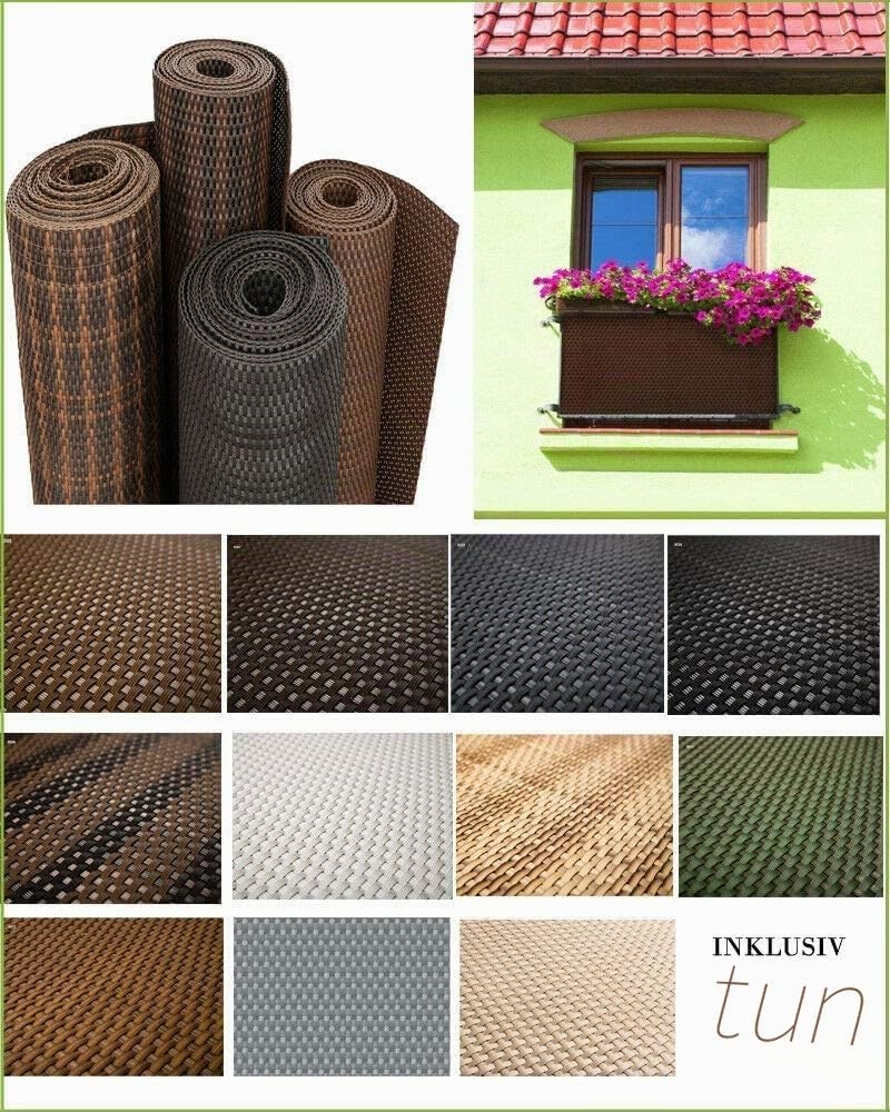 Sellon24® PE-Rattan Balkonverkleidung Balkonbespannung Sichtschutz Windschutz Matte für Balkon Terra