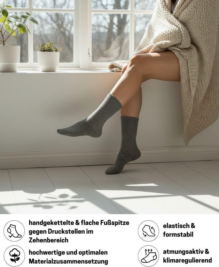 Diabetikersocken ohne Gummi &amp; ohne Naht 97% Baumwolle (6 Paar) Diabetiker Socken mit Komfortbund für